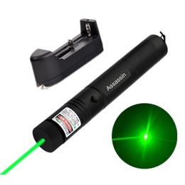 10Mile Military Green Laser Pointer Pen Astronomy 532nm Powerful Cat Toy Adjustable Focus 18650 BatteryCharger2478252