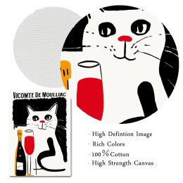 Funny Cats Drink Red Wine Poster Classic Advertising Alcohol Champagne Canvas Painting Prints for Living Room Home Decor Picture