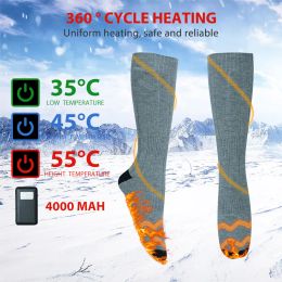 Sweatshirts 4000mahh Thermal Cotton Heated Socks Men & Women with Battery Operated Winter Outdoor Skiing Hinking Foot Warming Socks