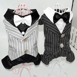 Dog Apparel Boy Suit Wedding Dress Male Clothes Tuxedo Jumpsuit Overalls Pomeranian Poodle Bichon Schnauzer Pet Clothing Wholesale S