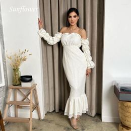 Party Dresses Sunflower Strapless Three Quarte Sleeve Mermaid Formal Evening Dress 2024 Slim Lace Ankle-Length High-end Custom Prom Gowns