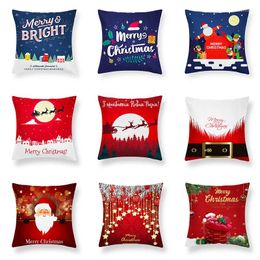 Pillow Home Decoration Cartoon Santa Claus Christmas Series Printing Pillowcase Polyester Cover Funda De Almohada