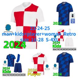 Jersey de futebol da Croácia 2024 Copa da EURO NOVO 2025 Croatie seleção nacional 24 25 Camisa de futebol Homens Kit Kit Set Home White Away Men Blue Men Uniforme