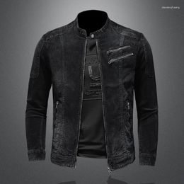 Men's Jackets 2024High Quality Men Europe And The United States Style Stylish Handsome Casual Boutique Corduroy Solid Colour Denim Trend