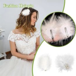 1pc Romantic White Feather Barrettes Hair Clip Elegant Hair Accessory Wedding Dance Perform Party Hair Pins Sweet Headwear