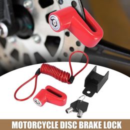 1 Set Motorcycle Disc Brake Lock With Red Rope Kit Aluminium Alloy Mountain Road Bike Anti-Theft Lock High Security Locks