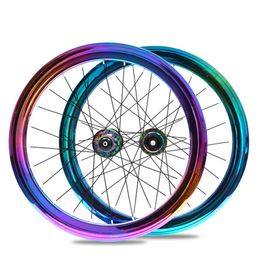 Bike Wheels Electroplated Aluminium Alloy Disc Brake 24 Holes Bearing Hub Rim 40mm Height Folding Bicycle Wheelset Quick Release