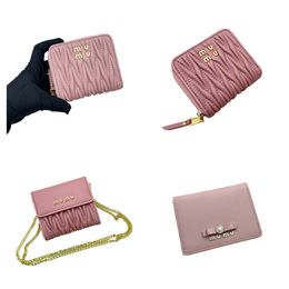 Matelasse Designer Leather Fashion Mens Womens Gift Lambskin Letter Purse Wallet Women Zipper Short Wallets With Box