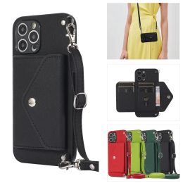 Crossbody Shoulder Strap Wallet Card Holder Case For iPhone 14 15 Pro Max 13 12 Mini 11 XS XR X 7 8 Plus SE 2022 Lanyard Cover