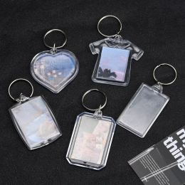 1/5pcs Transparent Rectangle Blank Acrylic Insert Keychain Photo Picture Frame Keyring Holder DIY Split Ring KeyChain Gift