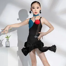 Stage Wear 2024 Latin Dance Performance Dress For Girls Sleeveless Tops Split Skirts Suit Chacha Rumba Tango DN17627