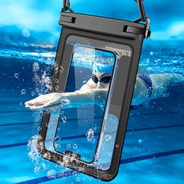 HAISSKY 10.5" Swimming Storage Pouch Large Waterproof Bag For Phone Cards Adjustable Lanyard Touch Screen Beach Bags Accessories