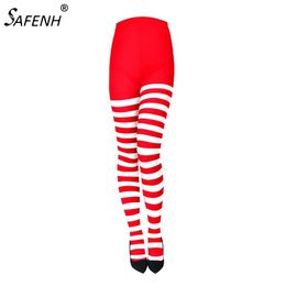 Women Girls Rainbow Multicolor Striped Tights Opaque Stockings Slim High Waist Thermal Tights Lady Girls Xmas Cosplay Stockings