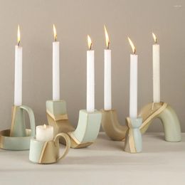 Candle Holders Multi Colour Ceramic Home Decoration Accessories Dining Table Room Decor Candlestick Holder For Wedding