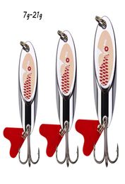 10pcslot 7g21g Silver VIB Spoons Metal Baits Lures 864 Hook Fishing Hooks Fishhooks Pesca Tackle KL0031705520