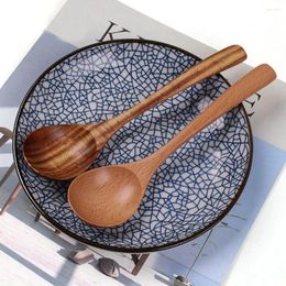 Spoons Japanese Style Wooden Spoon Healthy Acacia Wood Curved Handle Round Mouth Soup Smooth No Scratch Kitchen Serving