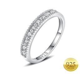 925 Sterling Silver Solid Eternity Wedding Row Ring Simple Cubic Zirconia for Women Original Stackable Band Jewellery Gift3507977