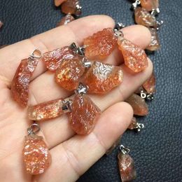 1Pc Rare Natural Raw Sun Stone Necklace Golden Sunstone Gemstone Mineral Real Stones For Pendant Jewellery Making Wedding Gifts