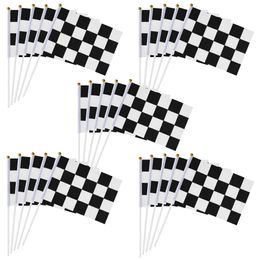 Flags Racing Chequered Party Flag Car Decorations Race Supplies White Black Birthday Stick Cars Sticks A Bulk Theme Day