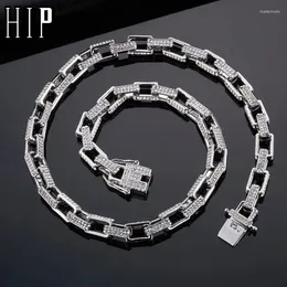 Chains Hip Hop 8MM 2Row Square Box Chain Bling Iced Out Rhinestones Bracelet Necklace For Men Women Jewelry