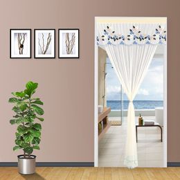 Summer Screen Door Curtain Single Layer Lace Mesh Anti Mosquito Net Self-adhesive Divider Curtain for Living Room Bedroom Docor