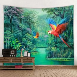 Tropical Plant Wall Hanging Tapestry Aesthetic Room Beach Sheet Yoga Mat Blanket Tablecloth