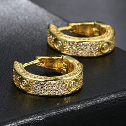 Unisex Fashion Earings for Men Women 18K White Yellow Gold Plated Bling CZ Diamond Hoop Huggie Earrings for Women for Party Wedding Jewellery Nice Gift