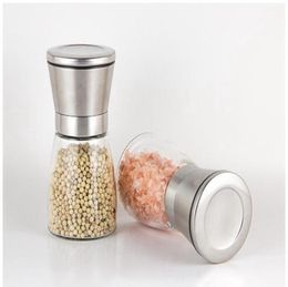 Salt Pepper Mill Grinder Stainless Steel Manual Seasoning Bottles Grinders Glass Kitchen Accessaries Tools Premium LXL229A4905515