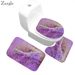 Bath Mats Zeegle Microfiber Bathroom Mat Set Shower Rug Anti Slip Toilet Rugs Flower Pattern Floor