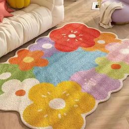 Carpets Cute Flower Design Faux Wool Decorative And Rugs Living Room Microfiber Cashmere Area Rug