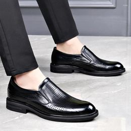 Sandals Business Men's Leather Breathable Soft Soles Slip On Hollow High-end Driving Hole Men Shoes Sandal
