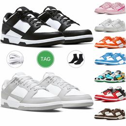 Luxus Low Designer Schuhe für Männer Frauen Schwarz weiß Panda Pandaa Grey Nebel Lobster Leder Flach trainieren Sport Walking Sneakers Größe 12 13 36-47 Stadt Walk Mens Trainer