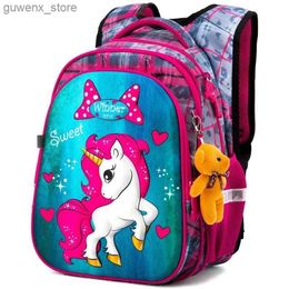 Backpacks Girls backpack Orthopedic 3D cartoon childrens school backpack boys school backpack primary school students 6-9Y childrens backpack Y240411