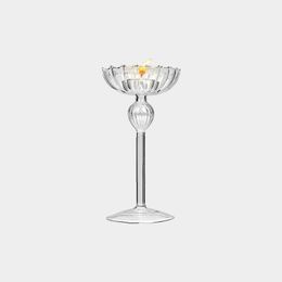 Glass Goblet Candle Holder Handmade Flower Receptace Tealight Candlestick Living Room Glassware Art and Craft Decor Dining Table