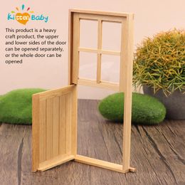 1Set 1:12 Dollhouse Miniature Door The Stable Door w/Door Handle Garden Decor Pretend Toy Mini Door Model for Micro Landscape