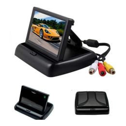 Foldable Car Reversing Monitor 4.3 Inch TFT LCD Screen HD Car Reversing Parking Monitor 2-channel Video Input with 8 LED Camera