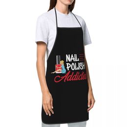 Bib Addicted Nail Polish Aprons for Men Women Unisex Adult Chef Kitchen Cooking Nail Artist Gift Tablier Cuisine Gardening