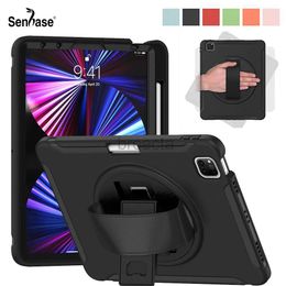 Tablet PC Cases Bags Kids Safe PC + TPU Shockproof Hand Strap Stand Tablet Cover For iPad Air 4 4th Gen 10.9 inch 2020 A2325 A2316 A2072 Case 240411