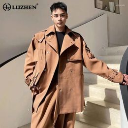Men's Jackets LUZHEN Fashion Metal Decorate Asymmetric Patchwork Design 2024 Original Personality Trendy Street Coats LZ2024