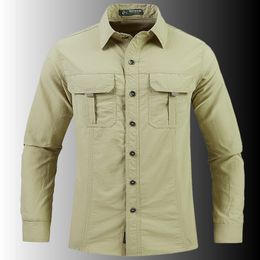 Spring Tactical Military Shirts Men Lightweight Quick Dry Cargo Work Long Sleeve Shirts Combat Army Fishing Tops Shirts