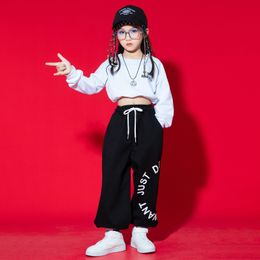 Kids Teenage Carnival Outfits Hip Hop Clothing Crop Tank Sweatshirt Tops Jogger Pants For Girls Jazz Dance Costume Show Clothes