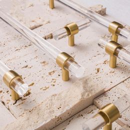 Acrylic+Brass Handles for Furniture Luxury Cabinet Knobs Modern Nordic Style Kids Room Decor Kitchen Door Drawer Pulls