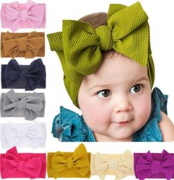 Baby Knot Headband Girls big bow headbands Elastic Bowknot hairbands Turban Solid Headwear Head Wrap Hair Band Accessories DHL6355066