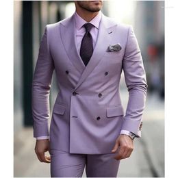 Men's Suits Elegant Double Breasted Peaked Lapel Business Blazer Formal Wedding Prom Party Outfits For Male 2 Pcs Jacket Pants