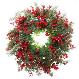 Decorative Flowers Artificial Garland Party Pendant Xmas Supply Front Door Wreath Hanging Adorn Outdoor Christmas Decorations Festival Year