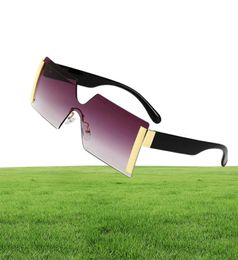 Sunglasses Fashion Oversized Square Rimless Women Brand Designer Flat Top Big Sun Glasses Female One Piece Travel Gafa De Sol6023873