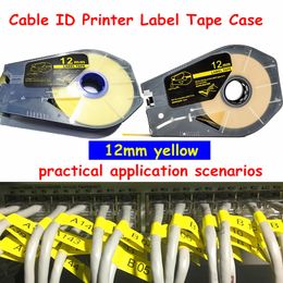 cable marker tape label case12mmx30m DR-1112y yellow Ink typewriter sticker for Cable ID Printer mk1100,mk2500 m-1 pro 11 mk2100