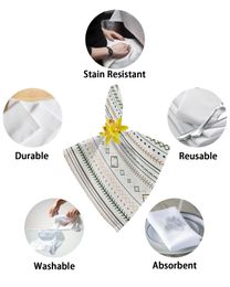 Bohemian Style Geometric Shapes Table Napkins Cloth Set Handkerchief Wedding Party Placemat Holiday Banquet Tea Napkins
