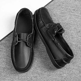 Casual Shoes Male Leather Handmade Loafers Men Dress Arrival Sailing Lace-Up Club