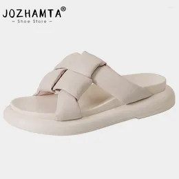 Slippers JOZHAMTA Size 34-40 Wedges Sandals Women Low Heels Summer Shoes Woman 2024 Fashion Casual Platform Sandal Retro Slides